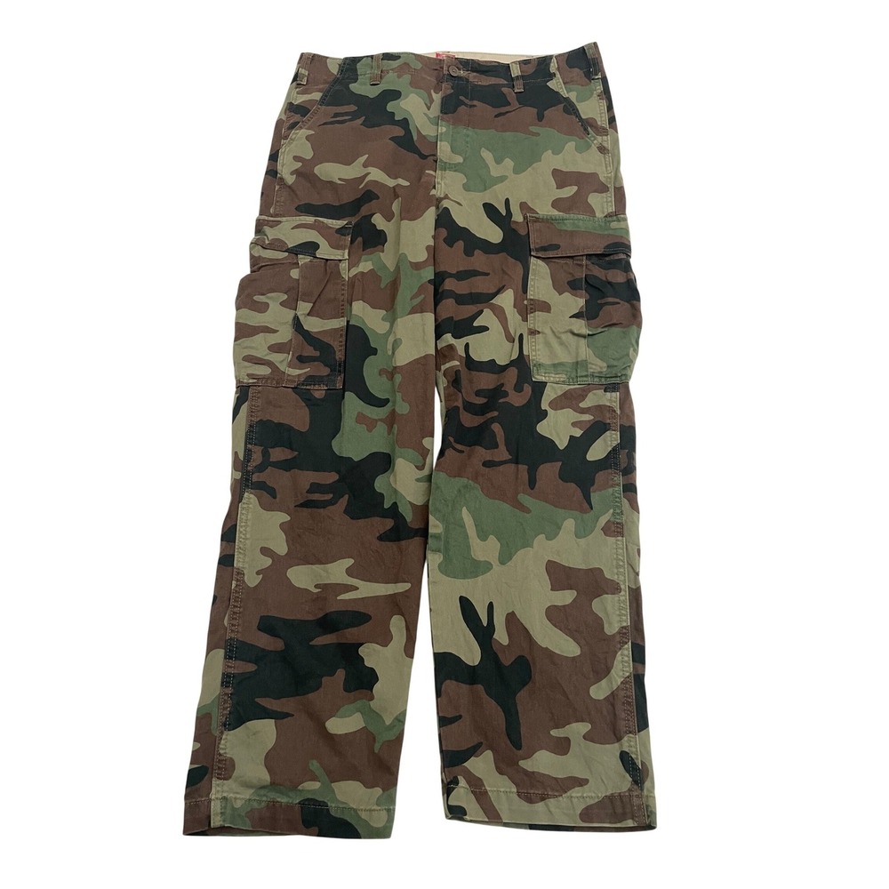 Levis XX Cargo Straight Pants Mens 36x30 Green Brown Camo Woodland